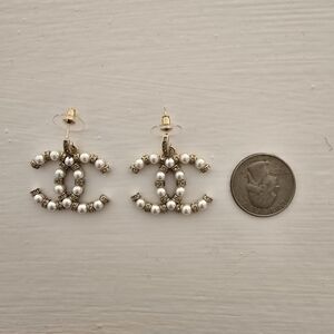 Chanel Pearl Embellished Drop Earrings -